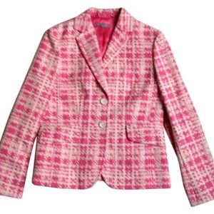 Ann taylor beige pink houndstooth blazer coat 6P